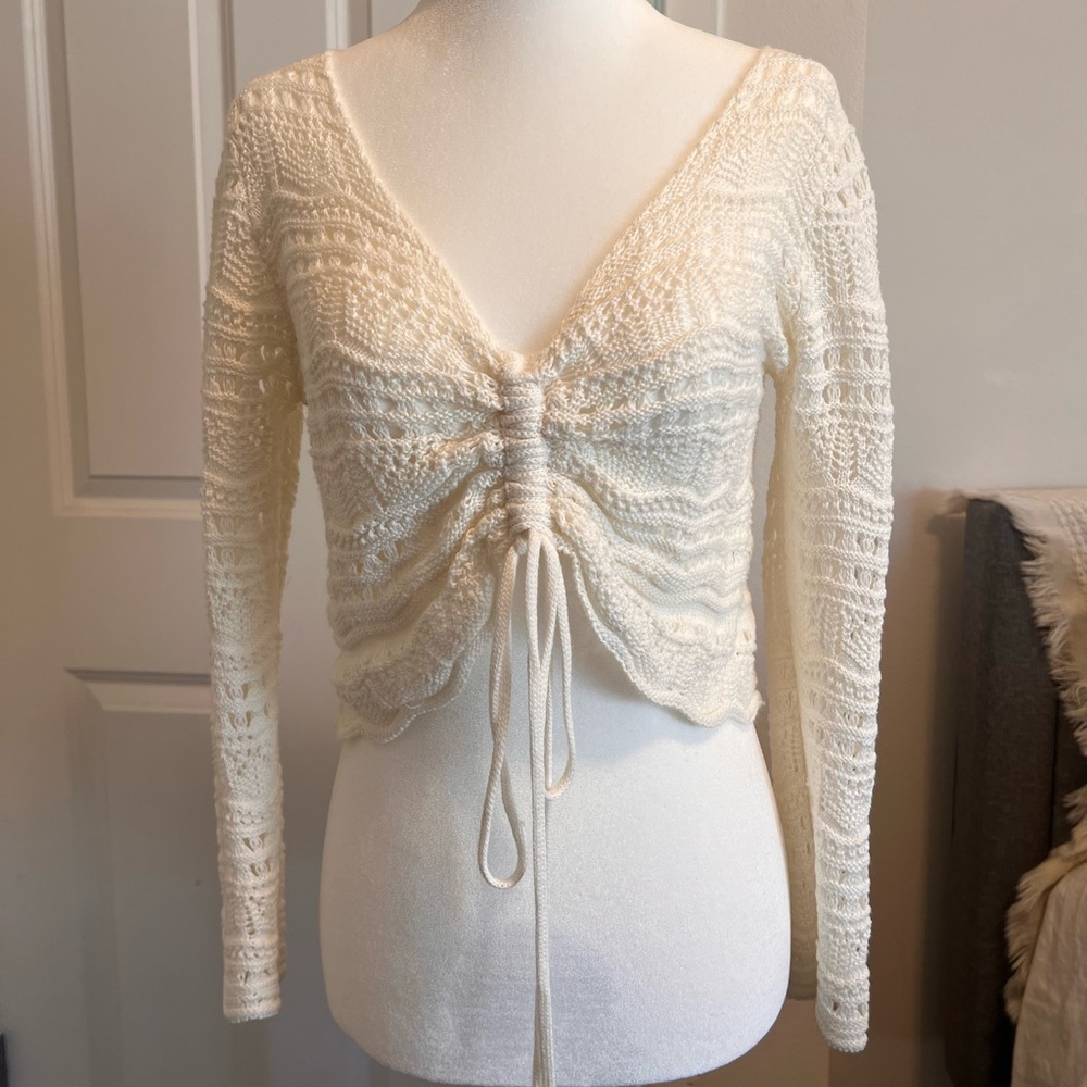 Knit beachy crop top, Size S. Cinch-front